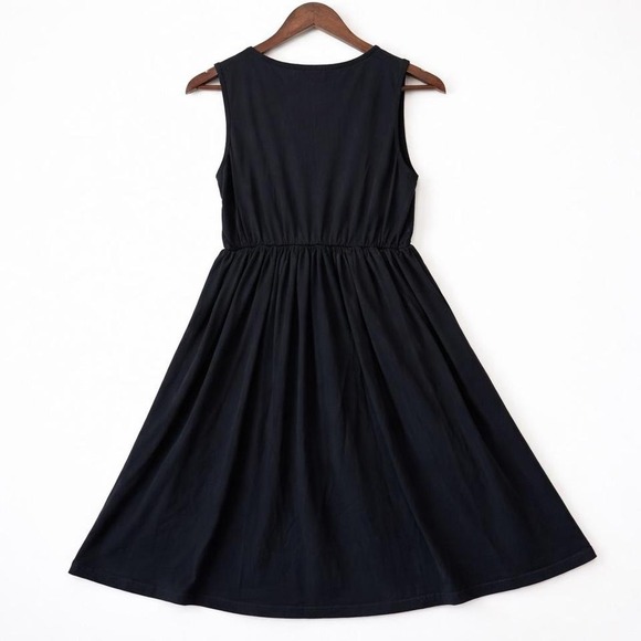 Black gloomy burry babydoll dress with pink embroidery size large 32"L 29" - Picture 5 of 5